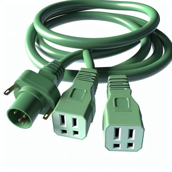 IP11 Green Color Multi Ways Us Cord 515P To 3X Nema 515R Electrical Outlet Mains Power Cable Splitter