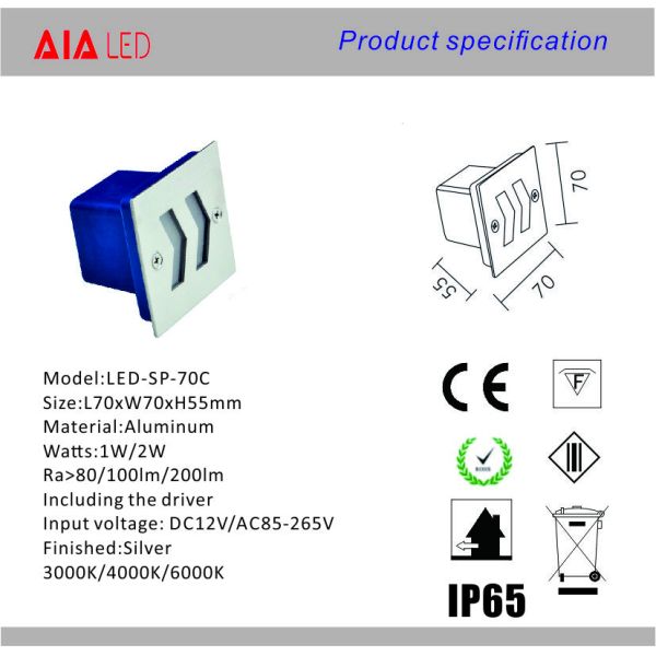 Modern Stainless steel cover waterproof IP65 3W 3year warranty led stair light &LED Step light