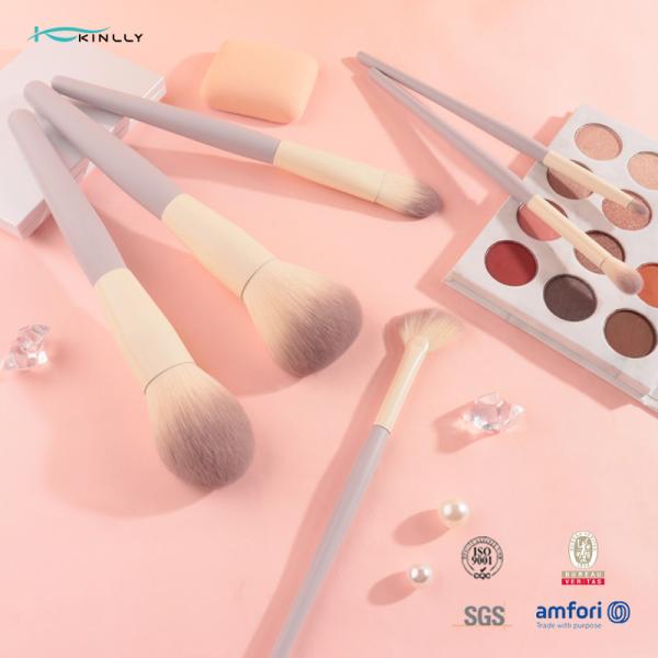 6PCS Cosmetic Travel Synthetic Hair Makeup Brush Set With Orange Ferrule