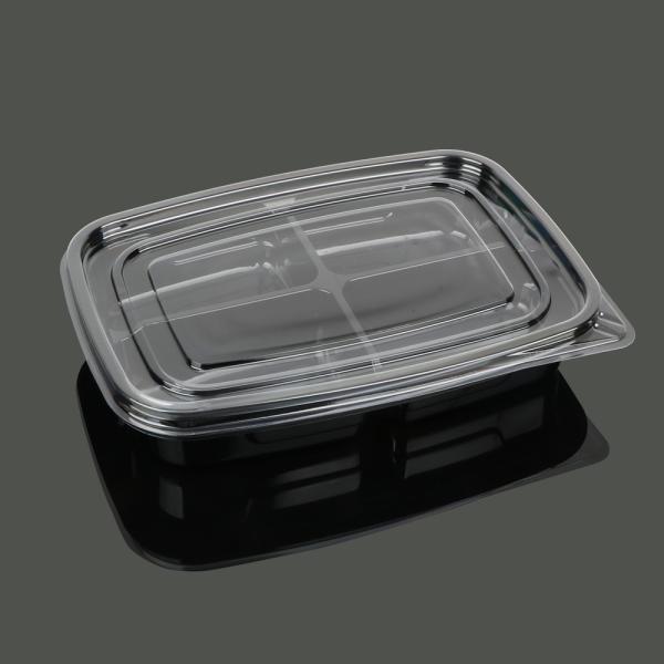 4 recipientes de alimento descartáveis pretos do compartimento 24.5*17.5*4cm