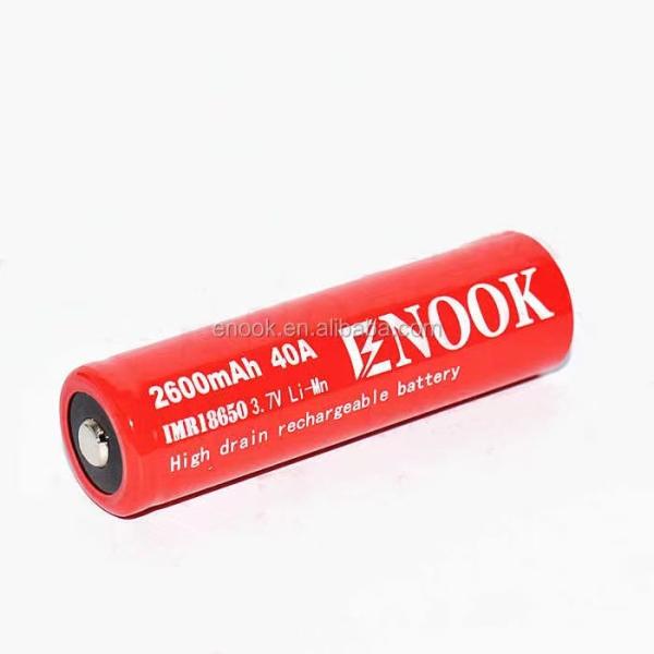 Enook high discharge rate 18650 rechargeable battery 2600mah 20A  battery cell 3.7V