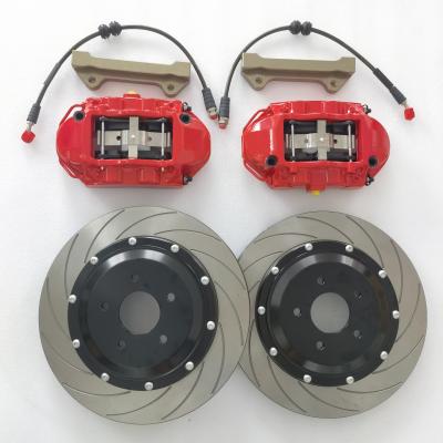 Cast Iron Grooved Car Brake Disc Kit Caliper GT4 4 Pot 28mm Thick