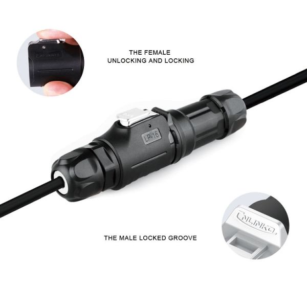 CNLINKO Manufacturer IP68 Waterproof 2 Pin Metal Male Female M16 Power Waterproof Plug Cable Socket Connector