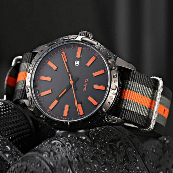 275mm Nylon Wrist Watch Quartz Movement Mens Analog Sports Watch