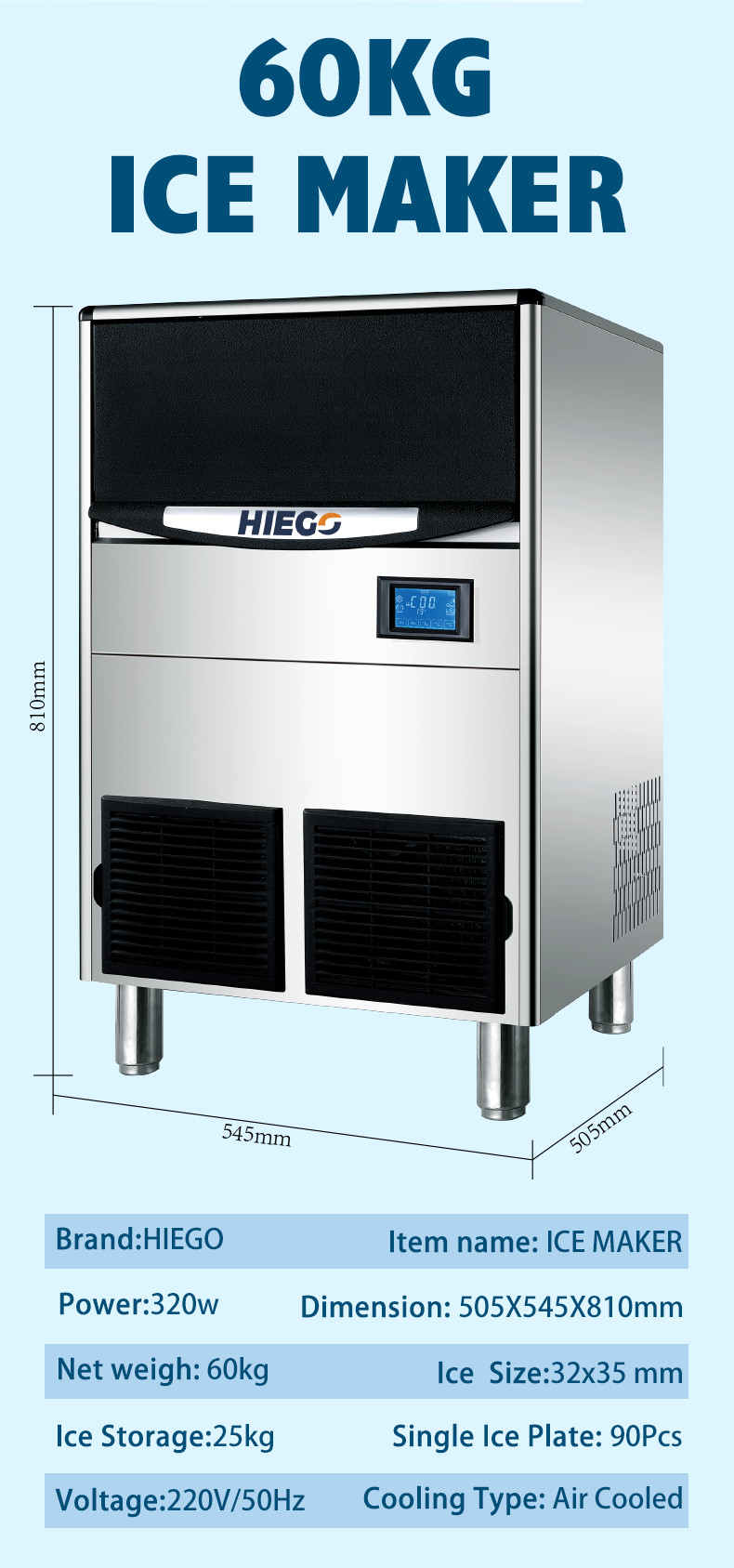 80 кг / 24 часа Crescent Ice Maker с воздушным охлаждением Портативный 80 кг промышленный льдогенератор