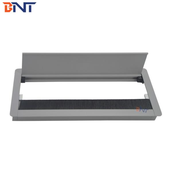 full aluminum furniture wire outlet rectangular cable desk grommet box/flip up aluminum cable cubby box with brush