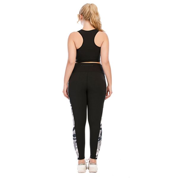 Side Camo Plus Size Yoga Sets Moisture Wicking Sports Bra Top And Tight Leggings