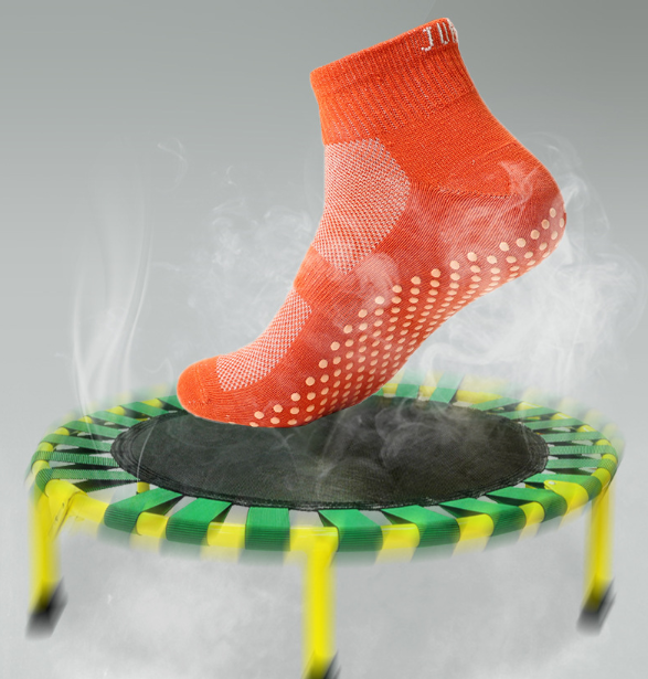 Breathable Yoga Sport Non Slip Grip Socks , Blue Color Anti - Slip Trampoline Socks