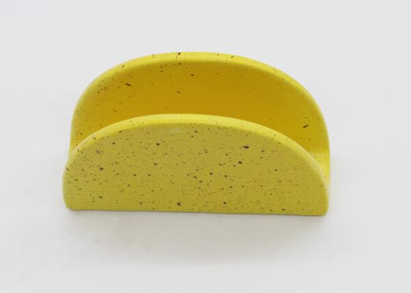 Yellow Chips Shaped Ceramic Paper Holder , Ceramic Letter Holder For Home Decoration