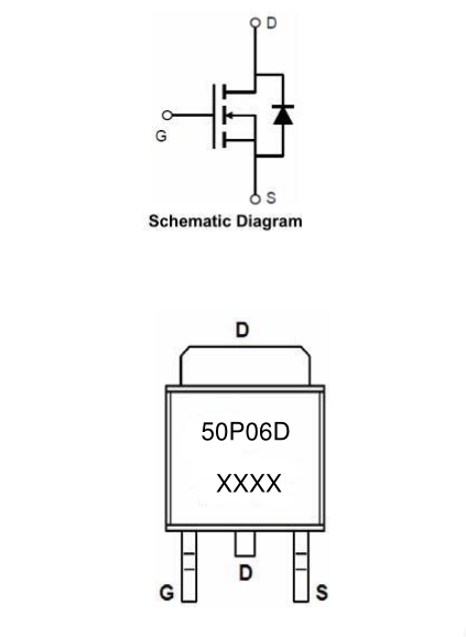 Original P Channel Transistor / High Voltage Transistor 50P06D TO-252