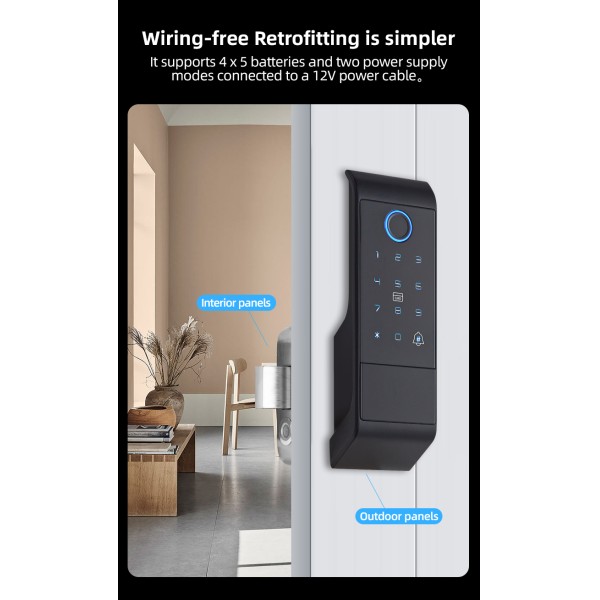 Inteligente Ttlock Smart Door Lock Keyless Wifi Biometric Fingerprint Electric Rim Lock External Anti-theft Bull Head Lock