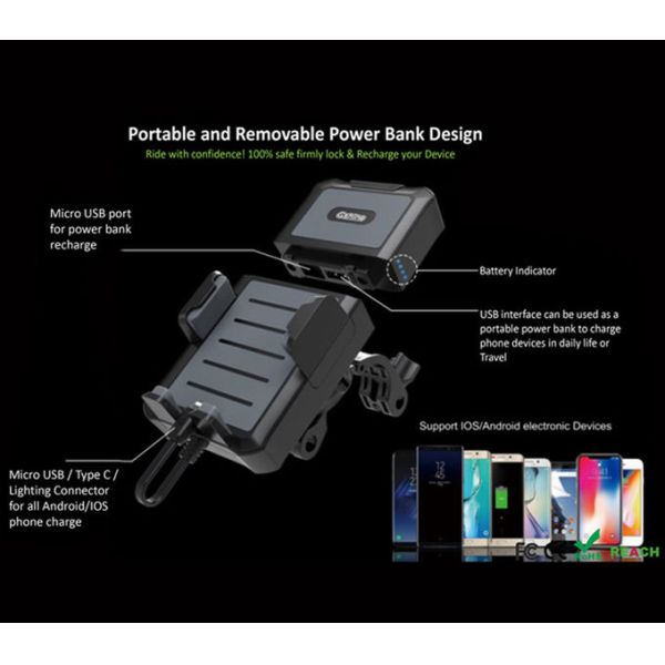 Перезаряжаемые отделяемый держатель телефона держателя велосипеда 5200mAH
