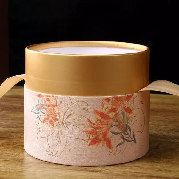 Custom Elegant Tube Box with Ribbon Gift Packaging Box Wedding Candy Packaging Tube