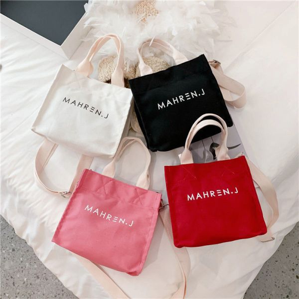 Customized Color Small Woman Cotton Canvas Shopping Tote Bag with Custom Printed Logo