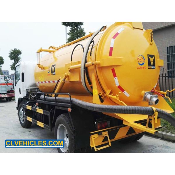 190 Hp ISUZU Sewage Suction Truck 8000L Sewage Vacuum Pump Truck