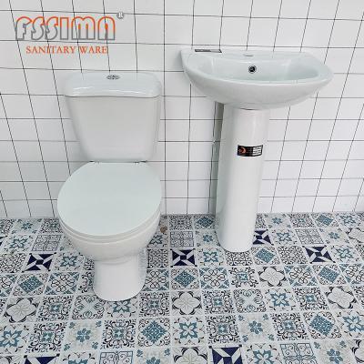 Vasos sanitários de cerâmica de estilo clássico francês economizadores de água de duas peças com bacia