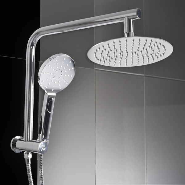 High Pressure Rain Round Brass Taps Mixer Handheld Chrome Finshing Shower Heads With Arm