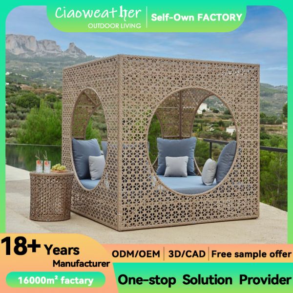 Pool Lying Sun Lounger Bed Aluminum Frame Garden Club Rattan Daybed for Resort Beach Outdoor Furniture