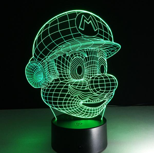 Super Marie 7 Colors Change 3D LED Night Light with Remote Control Ideal For Birthday Gifts And Party Decoration