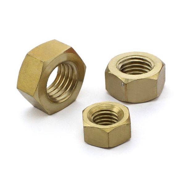 Fasteners Yellow Copper Brass Din 934 Hex Head Nuts M10