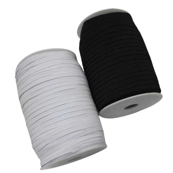 Banda elástica trenzada de poliéster, color negro y blanco, ecológica, para cuadernos