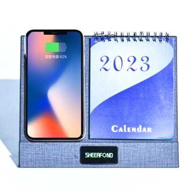 Custom 2023 New Wireless Charging Funny Electronic Desk Upright Charger Calendars