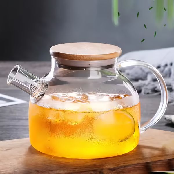 1L 1.8L High Borosilicate Glass Kettle With Handle Mental Lid Filter Large Capacity