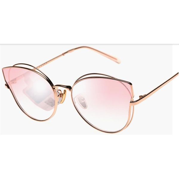KIDS NON PORLARIZED SUNGLASSES 63204 PINK LENS CAT EYE METAL FRAME