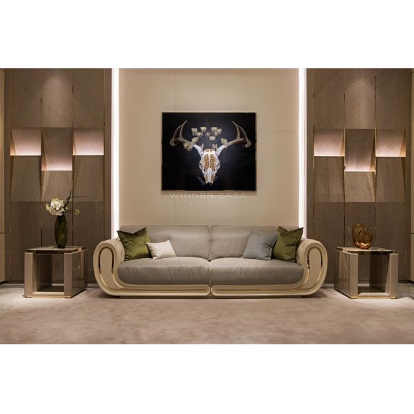 Luxury White Genuine Leather Living Room Furniture Modern Sofa Set