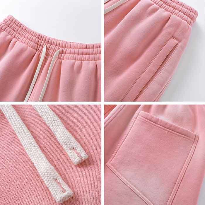 Loose Straight Leg Fleece Sweatpants Unisex Casual Wide Leg Trousers Faded