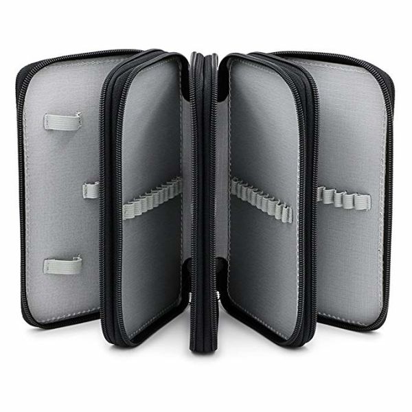 Portable Oxford Zipper Pencil Bag 72 Slots Colored Pencil Case Organizer Black