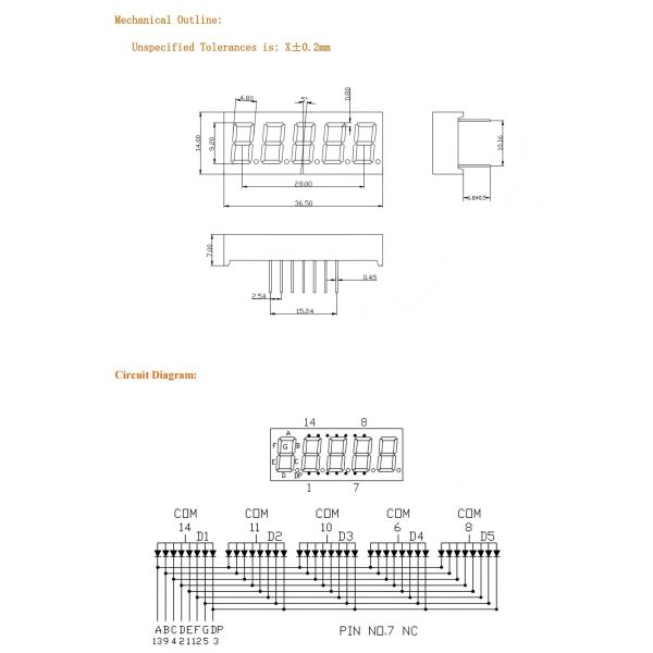 0.36 Inch 5 digit LED Seven Segment Display