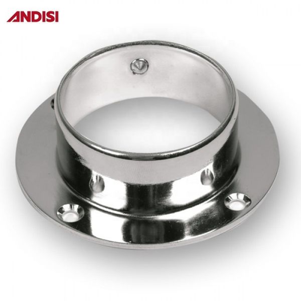 Zinc Alloy Chrome Plated Wardrobe Round Tube Support Bracket Holder Flange 25mm Diameter