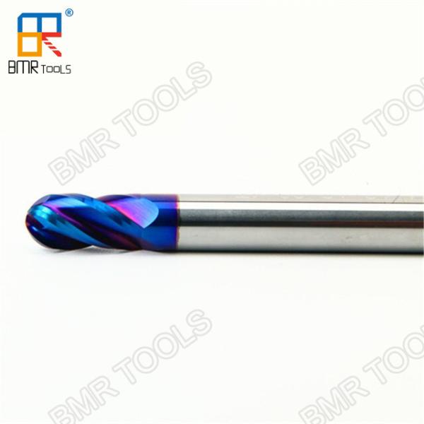 BOMA TOOLS HRC65 2 Flute Ball Nose Cutter for stainless steel milling in Nano Blue Coating