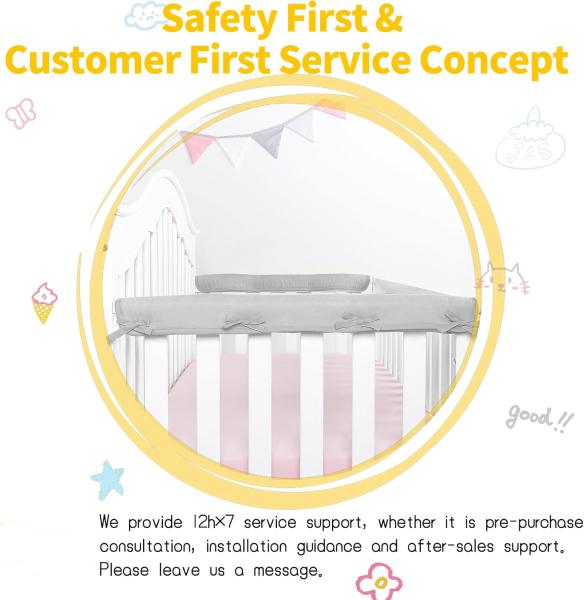Purple Polyester Baby Bed Rail Guard Cover 4-Piece Set