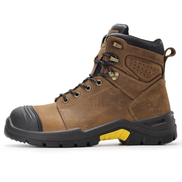 Brown Microfiber Leather Safety Boots European Standard Steel Toe Kevlar Safety Shoes Rubber Sole Work Shoes Security Work Boots