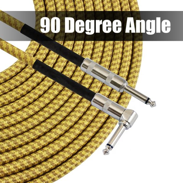 Durable Braided 3M 10FT Right Angle Straight 1/4 TS Jack Electric Instrument Guitar Patch Cable