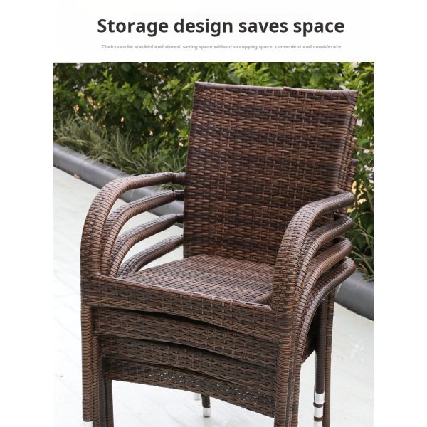 Modern Outdoor Rattan Dining Table And Chairs Set With Woven Rope Chairs Size 50*55*89cm