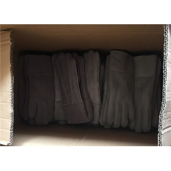 Двойная выровнянная овчина, перчатки Миттенс кожи стороны Виндпрооф овчины управляя