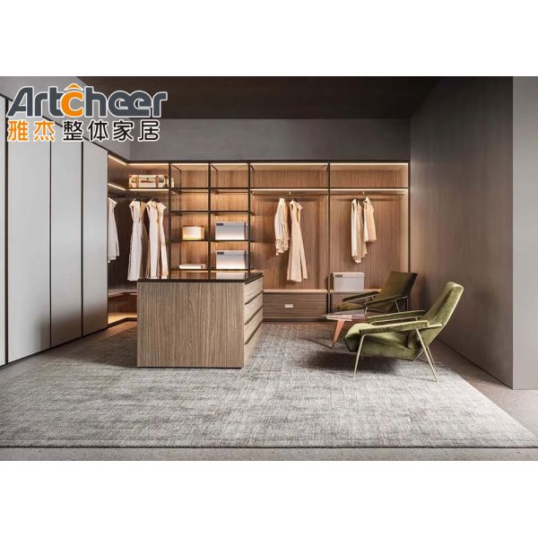 Мебель спальни современный дизайн стиль алюминиевая рама стеклянная полка крышка для гардероба