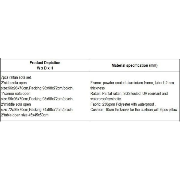 7pcs sofa furniture with pillows