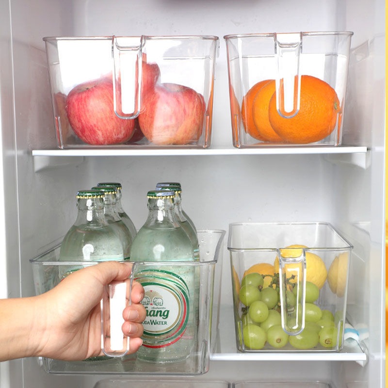 Modern Rectangle Refrigerator Storage Drawer Freezer Food Grade Transparent Storage Box