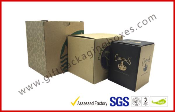 Brown Corrugated Cardboard Boxes / Corrugated Moving Boxes For Cup Package , ROSH Listed