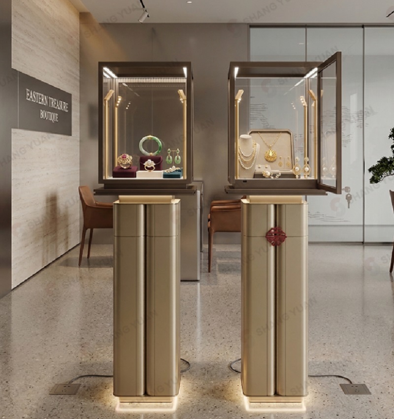 Luxury Freestanding Jewelry Display Cabinet with Premium Tempered Glass and Built-in High-CRI LED Lighting