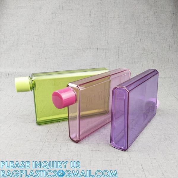 Square Purse Flat Slim Water Bottle, Memobottle, Cups for Outdoor Sports Camping Hiking Cycling Travel