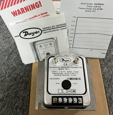 Dwyer 607-9 Differential Pressure Transmitter 0-25