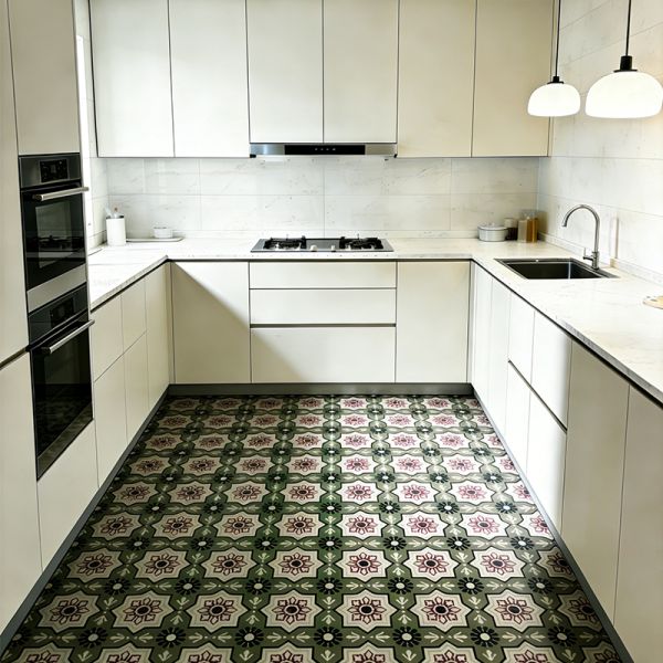 Retro Style Cement Encaustic Tile Floral Pattern Decorative Tile For Indoor Partition And Outdoor Garden