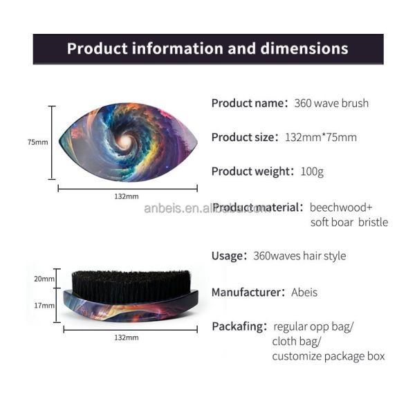 Custom Wooden Boar Bristle 360 Wave Brush for Hair and Beard