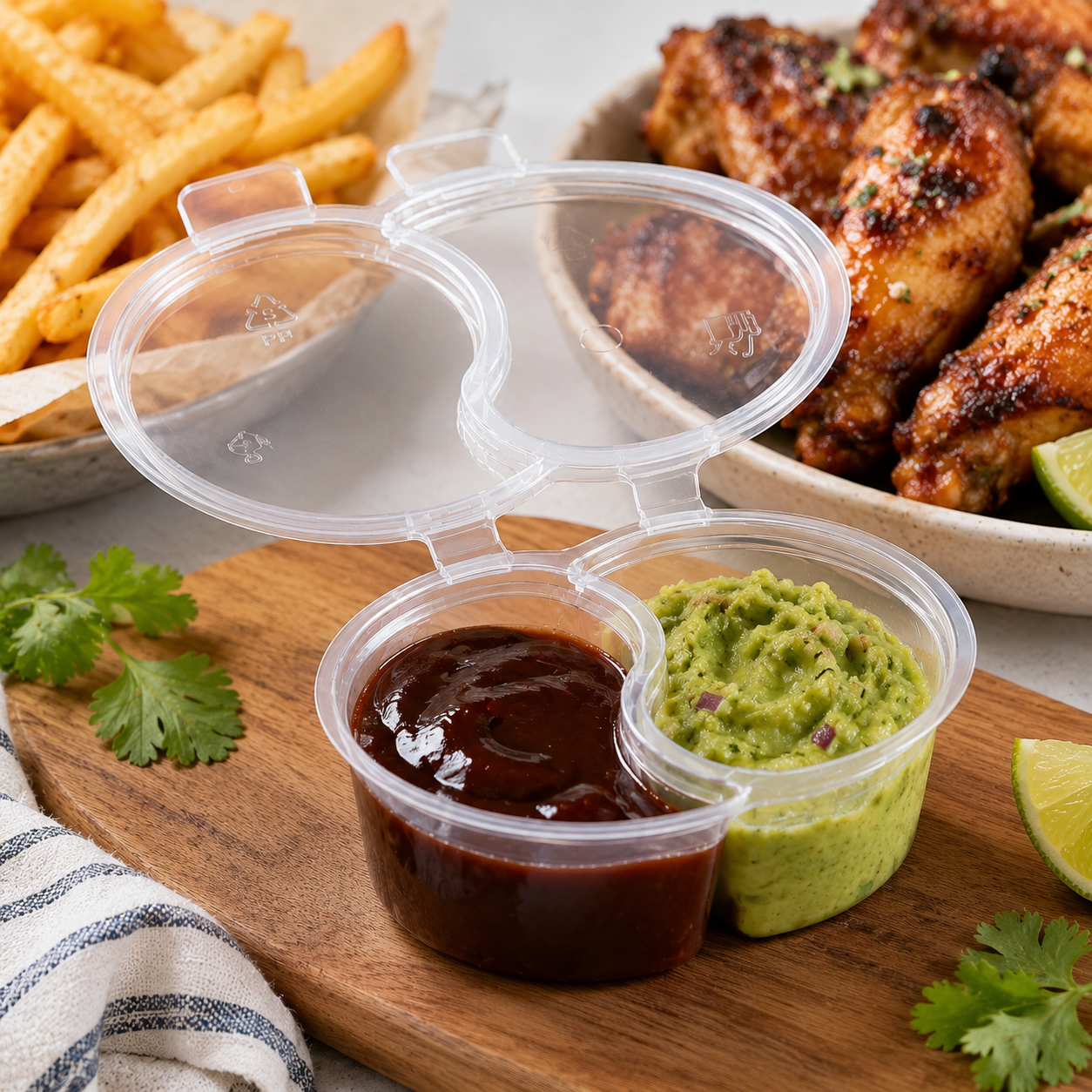 125ml Extra Wide Clear PP Takeaway Sauce Containers for Desserts Toppings