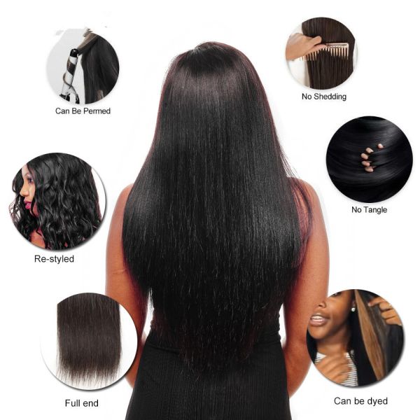 100% Malaysian Straight Hair Bundles For Black Women / Double Weft Hair Extensions